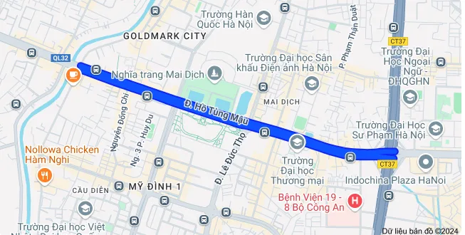 Con đường Hồ Tùng Mậu trên bản đồ